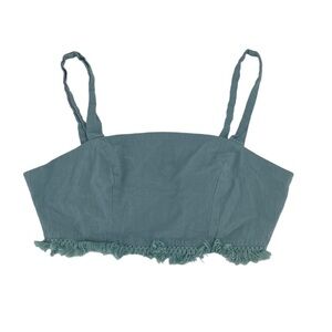 blue blush Blue Spaghetti Strap Fringe Crop Tank Top Size Large Women’s